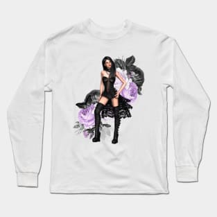 Lavender roses and Rock Long Sleeve T-Shirt